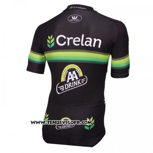 2016 Maillot Ciclismo Crelan AA Noir et Vert Manches Courtes et Cuissard